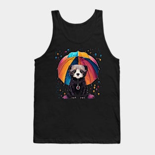 Ferret Rainy Day With Umbrella Tank Top